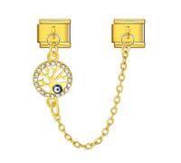 Heart Gold Birthday Mum Daughter Sister Safety Chain Stainless Steel 9mm Italian Link Charm Compatible With Nomination Bracelet (18k Gold Family Tree Of Life Evil Eye)