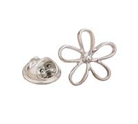 Heart Gold or Silver Modesty Pin, Flower Lapel, Dainty Lapel or Blouse, Modesty Shape, Scarf or Bag or Pocket or Dress or Cardigan (Silver)