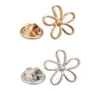 Heart Gold or Silver Modesty Pin, Flower Lapel, Dainty Lapel or Blouse, Modesty Shape, Scarf or Bag or Pocket or Dress or Cardigan (2pcs)
