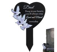 Heart Graveside Memorial Plaques, Waterproof Metal Black Grave Stake Plaques, Black Graveyard Decorations Waterproof Stake For Family Mom Dad Grandparents