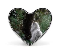 Heart Gray Fur Cat Brooch Classic Mini Pin 1 Inch Aluminum Alloy Lapel Pin Personalized Button Badge for Backpack Hat Suit Jacket Clothing Decoration
