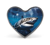 Heart Great White Shark Brooch Classic Mini Pin 1 Inch Aluminum Alloy Lapel Pin Personalized Button Badge for Backpack Hat Suit Jacket Clothing Decoration