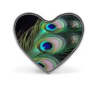 Heart Green Peacock Feather Brooch Classic Mini Pin 1 Inch Aluminum Alloy Lapel Pin Personalized Button Badge for Backpack Hat Suit Jacket Clothing Decoration