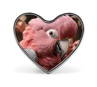 Heart Grey Rose-Breasted Cockatoo Printed Brooch Badge for Backpacks Or Lapels