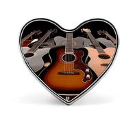 Heart Guitar Brooch Classic Mini Pin 1 Inch Aluminum Alloy Lapel Pin Personalized Button Badge for Backpack Hat Suit Jacket Clothing Decoration