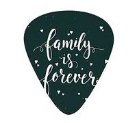 Heart Guitar Picks 12 Pack Universal ABS Guitar Picks,Family is Hand Drawn Typography with Little Cute Hearts Style,for Acoustic and Electric Guitar,White