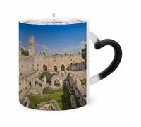 Heart Handle Ceramic Coffee Mug, Israel at The Tower of David Heart Ceramic Coffee Mug - Funny Magic Tea Mug, Fashion Tea Mug, Novelty Coffee Mugs