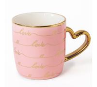 Heart Handle Ceramic Mug with Gold Heart Handle 350ml Assorted Designs