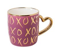 Heart Handle Ceramic Mug with Gold Heart Handle 350ml Assorted Designs