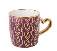 Heart Handle Ceramic Mug with Gold Heart Handle 350ml Assorted Designs