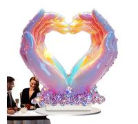 Heart Hands Decoration for Valentine's Day - 2D Acrylic Love Gesture | 7.48 Inch Romantic Hand Sculpture Modern Love Flat Decorative Signs, Me Accent