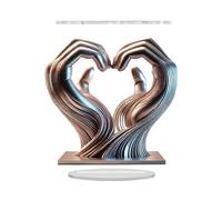 Heart Hands Ornament - Silver Hand Heart Ornament | Heart Shaped Love Heart Hands Ornament | Hands Sculpture Acrylic Heart-Shape Desktop Ornament | Creative Aesthetic Decor Silver Hand Heart Ornament