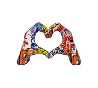 Heart Hands Sculpture, Colorful Graffiti Love Gesture Statue, Colorful Painting Resin Love Finger Statue Aesthetic Accents for Home Living Room Wedding Party Desktop Ornament