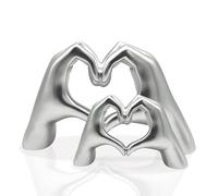 Heart Hands Sculpture Decor, Love Finger Statue Modern, Hand Love Gesture Sculpture, LoveHand Statue Sculptures Desktop Ornaments, LoveFinger Sculptures Room Decoration for Shelf (Silver, 2 Pcs)