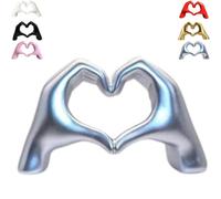 Heart Hands Sculpture Decor, Love Hand Statue Room Decoration, Love Finger Sculpture for Shelf Coffee Table Office Bedroom Bookshelf Small Ornament Home Decoration (silvery)