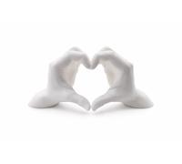 Heart Hands Sculpture Decorative Ornament - Modern Matte White Hand Heart Home Decor Gift - 22 x 7 x 10cm