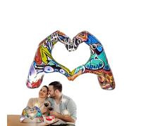 Heart Hands Sculpture - Graffiti Love Heart Statue, Aesthetics Home Decor Love Gesture Statue | Colorful Abstract Heart Hand Sculpture And Figurines, Ornament Room Decor Wedding For Loved