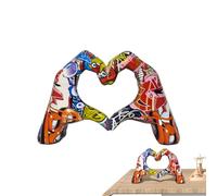 Heart Hands Sculpture - Graffiti Love Heart Statue, Aesthetics Home Decor Love Gesture Statue | Colorful Abstract Heart Hand Sculpture And Figurines, Ornament Room Decor Wedding For Loved
