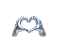 Heart Hands Sculpture Heart Shape Love Finger Hand Gesture Statues Hand Model Decoration for Home Living Room Bedroom BookShelf Thanksgiving Valentine's Day Gifts (Silvery)