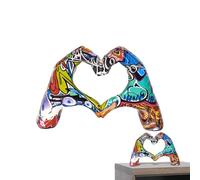 Heart Hands Sculpture - Love Finger Statue Modern | Heart Hand Decoration | Resin Romantic Hand Art for Shelf, Desk or Table, Couple Gift Home Decor, Elegant Symbol of Love, Smooth Matte Finish