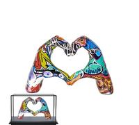 Heart Hands Sculpture - Romantic Table Decor for Home Display Use | Resin Interlocked Hand Design with Smooth Matte Finish, Modern Love Symbol Figurine for Shelf Office Bedroom 9.45x3.54x6.1 in
