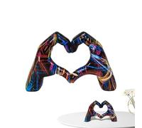 Heart Hands Sculpture - Romantic Table Decor for Home Display Use | Resin Interlocked Hand Design with Smooth Matte Finish, Modern Love Symbol Figurine for Shelf Office Bedroom 9.45x3.54x6.1 in