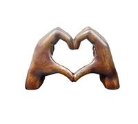 Heart Hands Sculpture, Wood Grain Modern Love Hand Gesture Figurine for Wedding and Home Decor, Romantic Love Sculpture for Living Room, Bedroom, Office and Christmas Decoration
