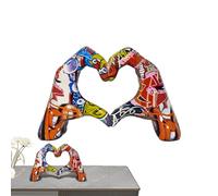 Heart Hands Statue Desktop - Heart Shaped Hand Ornament | Hearts Gesture Sculpture | Colorful Graffiti Loved Finger Statues | Painting Bond Expression Art Figurines For Wedding Tabletop Shelf Decor