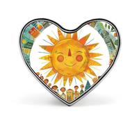 Heart Happy Smiling Sun Brooch Classic Mini Pin 1 Inch Aluminum Alloy Lapel Pin Personalized Button Badge for Backpack Hat Suit Jacket Clothing Decoration