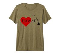 Heart Hawaii with Hawaiian Islands Map Premium T-Shirt
