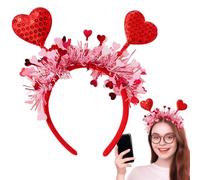 Heart Headband - Fabric 22x24cm | Sequined He-art Hairband, Pink Or Headpiece | Elegant Party Accessory For Weddings, Performances, Festivals, Celebrations And Gift Giving