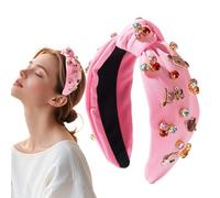 Heart Headband | Heart Rhinestone Wide Jeweled Knotted Hairband,Heart Rhinestone Jeweled Knotted Hairband for Holiday