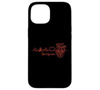 Heart Health Awareness Ribbon Red Minimalist Heartbeat Case for iPhone 15
