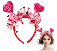 Heart Helmet, Headband Kiss | Valentine's Day Costume Red Glitter Headband | Heart Accessories Hair Hoop Photo Props for Lovers Wife Girlfriend