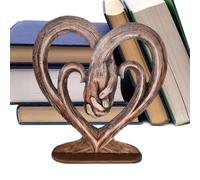 Heart Holding Hands Wall Decor, 20cm Flat Wooden Heart Shaped Hands Sculpture, Hands in Hands Desktop Ornaments, for Valentine's Day, Wedding Anniversaries