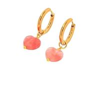 Heart Hoop Dangle Earrings for Women Dangling Elegant Handmade Gemstone Watermelon Crystal Drop Earrings Gold Plated Leverback Trendy Cute Summer Jewelry