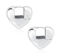 Heart Hoop Earring for Women, ASH'S CHOICE Small 925 Sterling Silver Lightweight Thick Chunky Hoop Earrings Silver Lovely Heart Shape Hoop Huggie Earring Sterling Silver Thick Earrings for Women