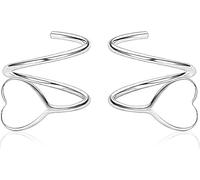 Heart Hoop Earrings, 925 Sterling Silver, Earrings For Women, Fashion Spiral, Spiral Hoop Earring, With Flat Heart Stopper, Swirl Wire Earring For Girlfriend Wife Anniversary, Womens Girls
