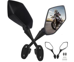 Heart Horse Motorcycle Mirror Universal 2 Pack Motorcycle Rear View Mirror with Bracket, Rear Side Mirror, E-Mark Motorbike Mirrors 360-Degree Rotatable Diamond Pentagonal Rearview Mirror with Screws