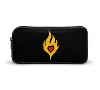 Heart in Flames Print Pencil Pouch Cute Pen Case with Zippered Aesthetic Makeup Bag
