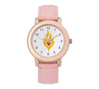 Heart in Flames Women's Wrist Watch Easy Reader with Leather Strap Analog Display Wonderful Ladies Gifts