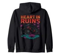 Heart In Ruins Alternative Gothic Emo Japanese Koi Fish Zip Hoodie