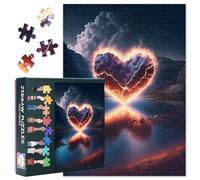Heart in the Water Jigsaw Puzzles 1000 Pieces Burning Red Heart Puzzle for Adults 1000 Pieces with Letters on Back Hard Impossible Difficult Challenging Family Puzzle Abstract Puzzles 20x27inches