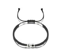 Heart Initial Bracelets,26 Letters Initial Charms Bracelet,Heart Black String Bracelets,Adjustable Letter A-Z Braided Bracelets Heart Link Sister Daughter Mother's Day Mom Female Friendship Gifts