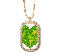 heart ireland st.patrick's day Necklace Pendant Diamond Crystal Golden Jewelry