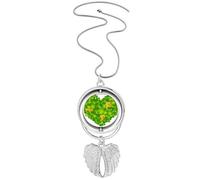 heart ireland st.patrick's day Pendant Angel Wings Rotating Necklace Jewelry