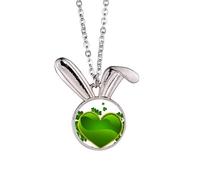 heart ireland st.patrick's day Rabbit Necklace Pendant Bunny Animal Jewelry Gift