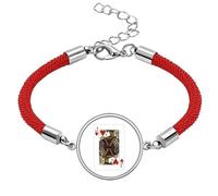 Heart J Playing Cards Pattern Lucky Red String Bracelet Rope Bracelet Handmade