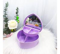 Heart Jewelry Storage Box With Mirror Double Layer Plastic Jewelry Box Love Heart Desk Shelf Creative Jewelry Storage Organizer For Girls purple