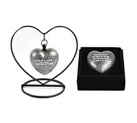 Heart Keepsake Cremation Urn for Ashes - Exclusive Protected Design Mini Aluminium Memorial Urn with Heart Stand, Velvet Box & Funnel - 3-Inch Token Ashes Holder (Grey- Text Engraved)